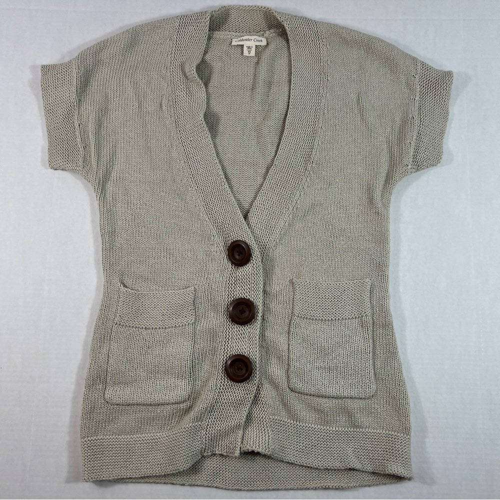 Coldwater Creek Womens Short Sleeve Cardigan Sweater Button Up Size S